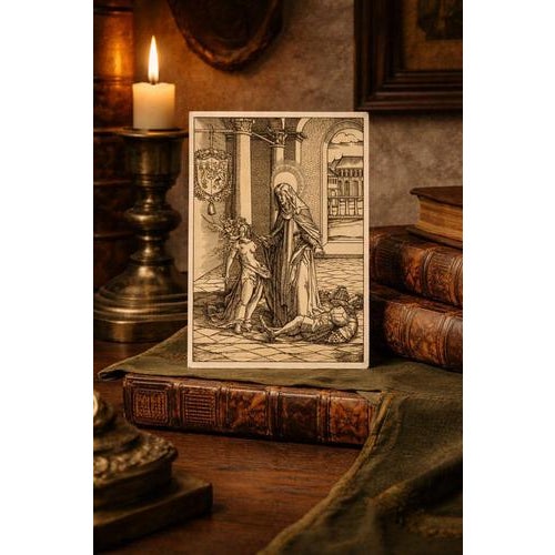 Saint radegonde exorcising a demon – burgkmair circle, c.1516 woodcut a powerful and visually striking early 16th-century...