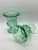 2020s Pair of Vintage Sage Green Pressed Glass Pedestal Urn Vases For Sale - Image 5 of 5