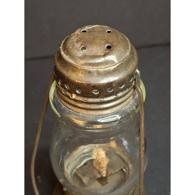 Early 20th Century Antique 1900s Brass Miniature Skater's Lantern Clear Globe Oil Lamp For Sale - Image 5 of 8