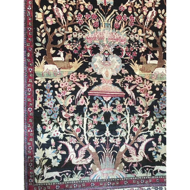 Textile Antique Black Ground Persian IsfahanAhmad Area Rug- 4′2″ × 6′6″ For Sale - Image 7 of 10