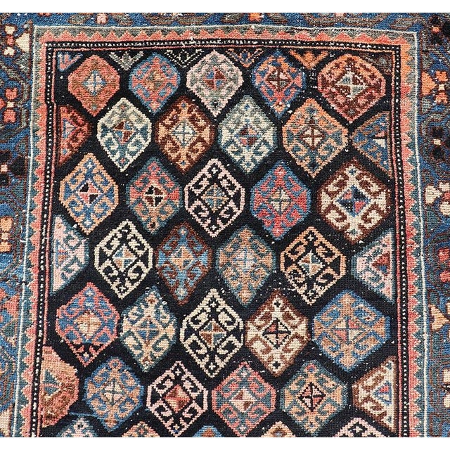 Antique Hamadan Runner With All-Over Tribal Design in Jewel Tones 3'5 X 18'8 For Sale - Image 11 of 15