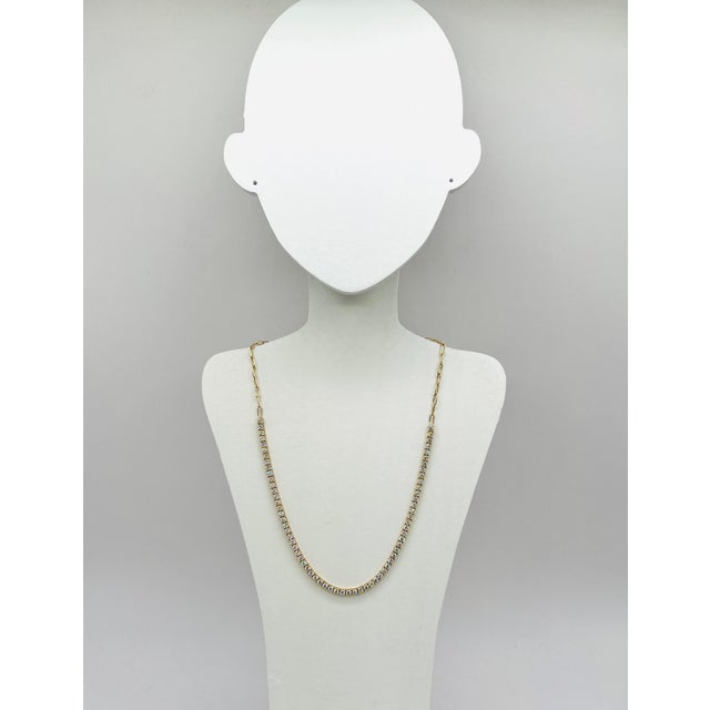 2020s White Round Diamond Half Tennis and Paperclip Necklace in 14k Yellow Gold For Sale - Image 5 of 8