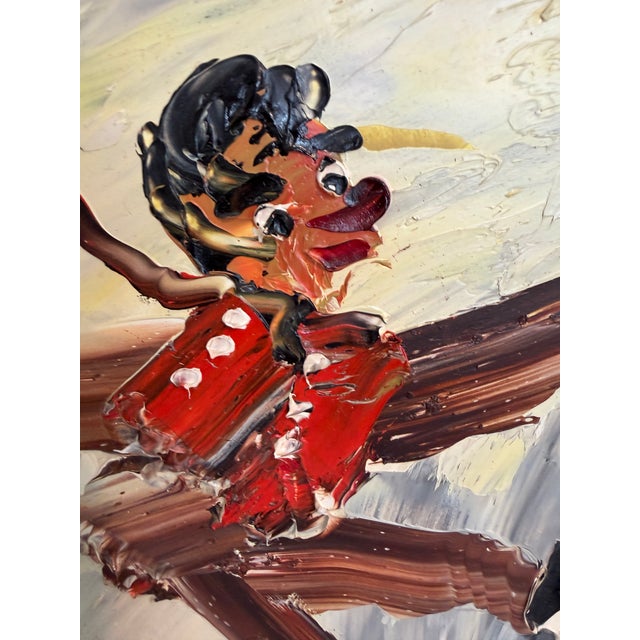 1980s 1982 Morris Katz (1931–2010) Original Oil Painting Clown Impasto Palette Knife For Sale - Image 5 of 12