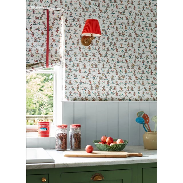 Traditional Sanderson Mickey & Minnie Wallpaper in Allsorts - a Sample For Sale - Image 3 of 3