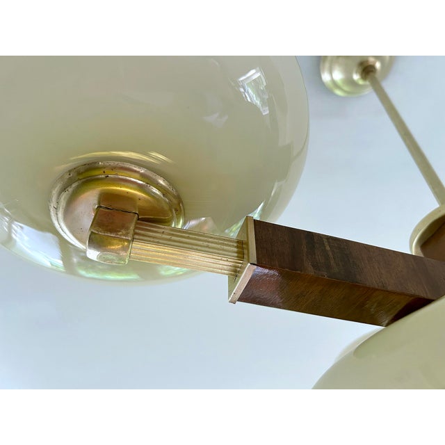 Vintage Art Deco Pendant Light in Wood and Glass, 1930s For Sale - Image 18 of 18
