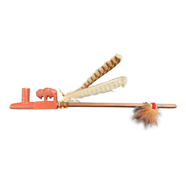 Chippewa Native Indian Catlinite Buffalo Effigy Pipe by Bill Bryan "Big Eagle" For Sale