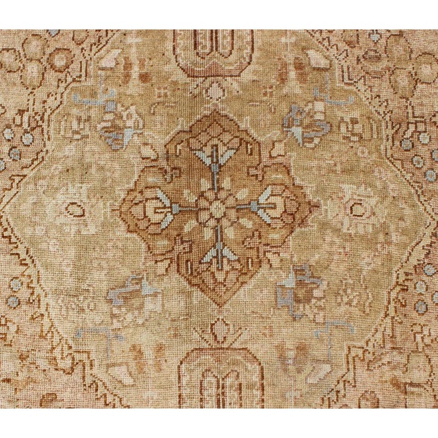 Vintage Turkish Gallery Runner in Goldish Tone, L. Blue, Brown and Warm Colors For Sale In Atlanta - Image 6 of 11