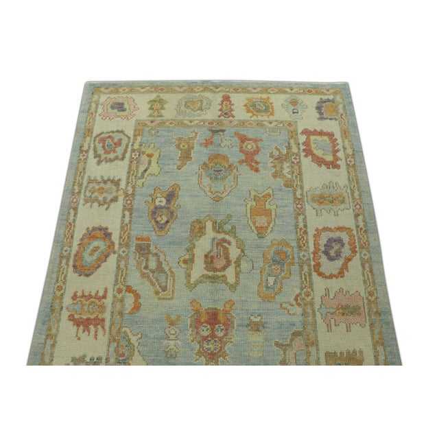 Turkish Oriental Hand Knotted Rug Turkish Oushak 4'3" x 5'7" For Sale - Image 3 of 5