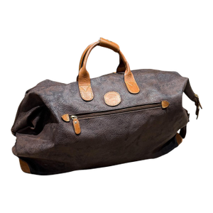 1990s Bric's Italian Leather Canvas Tote Cargo Life Bag