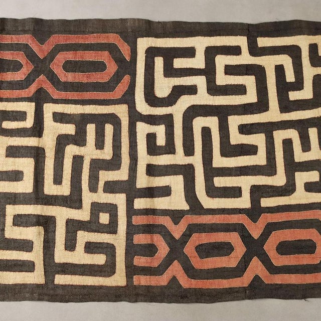 Royal Ntshak Raffia Fabric with Labyrinth Kuba Art For Sale - Image 4 of 12