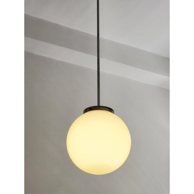 Art Deco Globe Pendant Light in Glass and Chrome, 1930s For Sale - Image 9 of 11