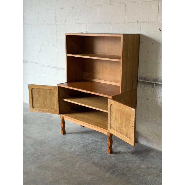 Oak Cabinet With Lower Doors and Shelves Vintage Mid-Century Modern 1960s For Sale - Image 4 of 10