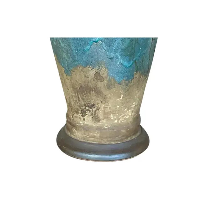 Royal Blue Vintage Midcentury Lava Glaze Table Lamp For Sale - Image 8 of 12