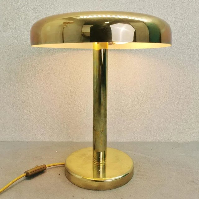 Vintage Art Deco Mushroom Lamp in Brass For Sale - Image 3 of 7