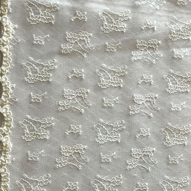 42 X 45 Vintage Lace Floral Tablecloth Table Cover White Victorian Edwardian Traditional For Sale - Image 4 of 7