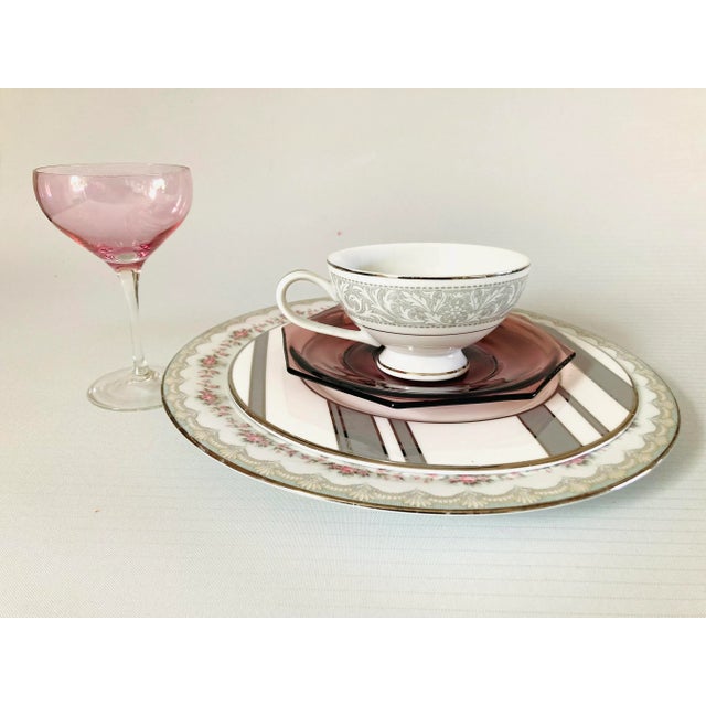 White Vintage Porcelain Mismatched 5 Piece Place Setting For Sale - Image 8 of 8
