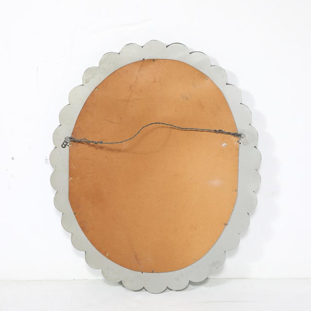 Mid-Century Modernist Scallop Design Reverse-Etched & Beveled Mirror For Sale - Image 12 of 12