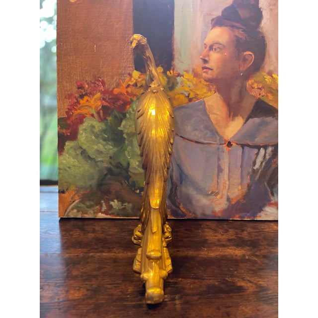 Chinoiserie Vintage Syroco Gold Gilt Pheasant Peacock Bird Figurines (A Pair) For Sale - Image 3 of 6