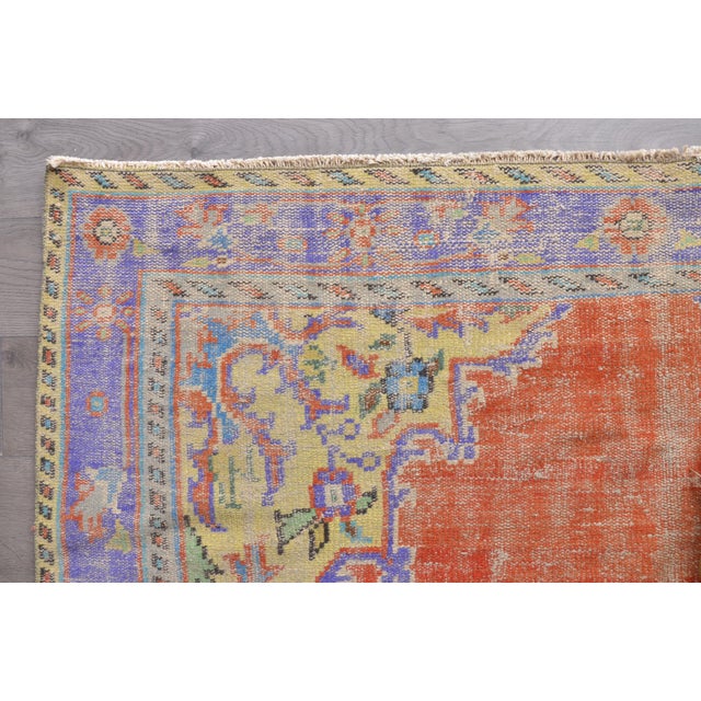 Oushak Anatolian Wool Rug, 1960s For Sale - Image 4 of 10