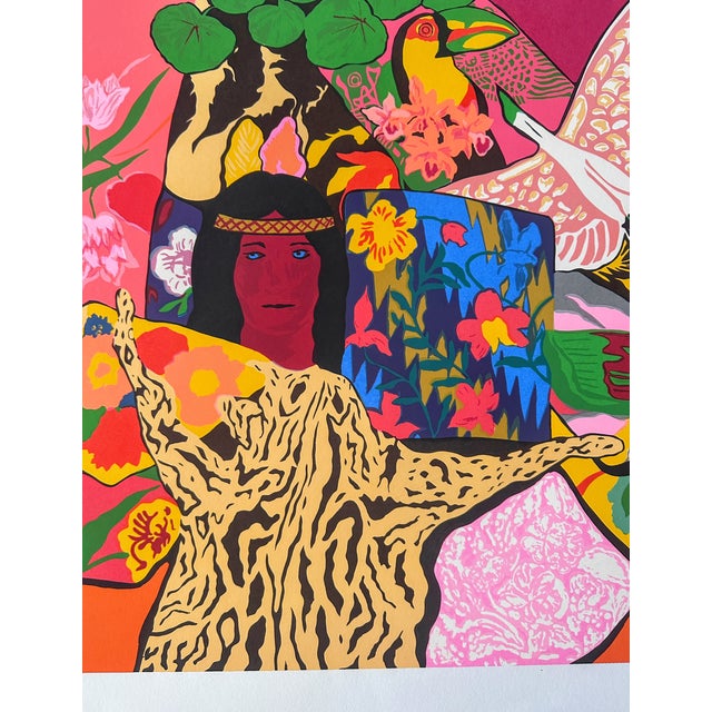 Pop Art Original Signed Hunt Slonem Serigraph Pillow Jungle For Sale - Image 3 of 14