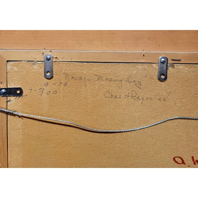 Red Charles Henry Reynolds -Navajo Indians Crossing a Large Canyon-Oil Painting For Sale - Image 8 of 9