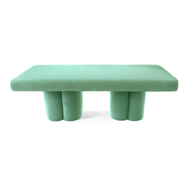 Contemporary Visceral Bench in Aquamarine Velvet from Moanne For Sale - Image 3 of 4