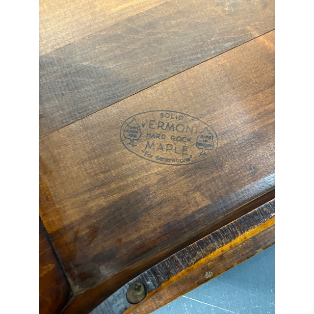 Vintage Vermont Solid Maple Wooden Bench/ Side Table For Sale - Image 9 of 12