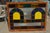Art / Stained Glass & Wood Window Panel / Color W/ Yellow & Blue Arches in Center For Sale - Image 6 of 17