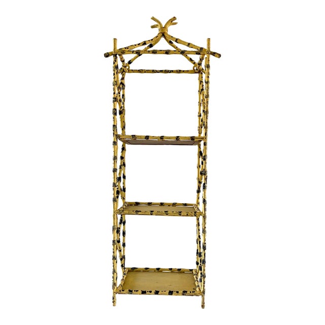 Italian Italian Faux Bamboo Leopard Tole Etagere For Sale - Image 3 of 10