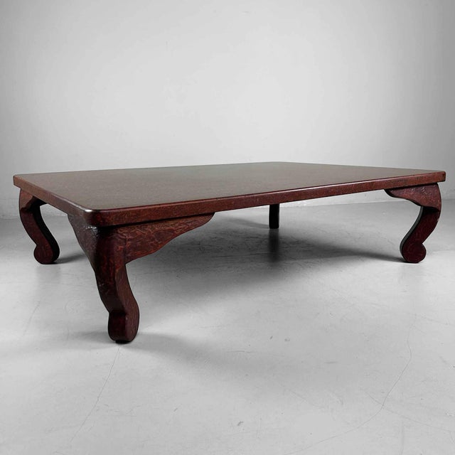 Low Taishō Table with Tsugaru Lacquerwork, Chabudai Tea Furoshiki, 1920s For Sale - Image 15 of 15