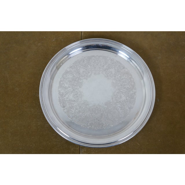 Vintage Round Scalloped Silverplate Serving Platters Bar Vanity Trays 10" to 16" - 7pcs For Sale - Image 6 of 17