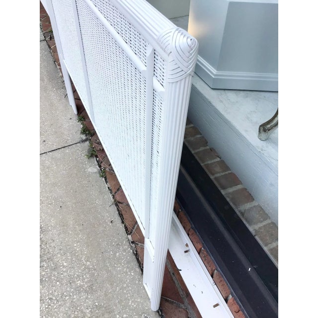 Boho Chic White Rattan Queen Size Headboard For Sale - Image 4 of 8