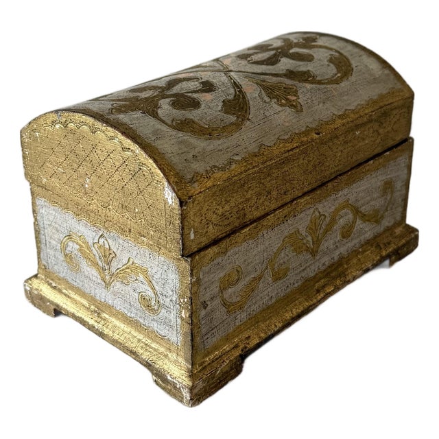 Vintage Italian Florentine Domed Wood Box For Sale