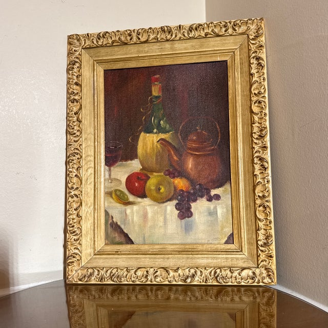 French Vintage French Still Life Painting Framed For Sale - Image 3 of 9