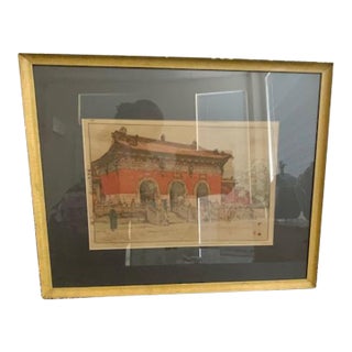 Mid 20th Century Hiroshi Yoshida Japanese Woodblock Hokuryo With Jizuri Seal For Sale