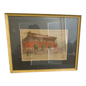 Mid 20th Century Hiroshi Yoshida Japanese Woodblock Hokuryo With Jizuri Seal