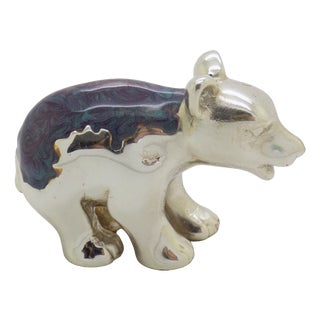 Vintage Italian Sterling Silver 925 and Purple Enameled Bear Cub Miniature from Ottaviani, Rome, 1980s For Sale