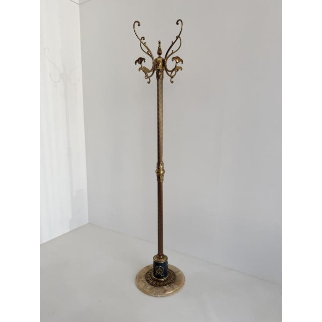 1960s Italian Brass Hall Tree with Onyx Marble Base, 1960s For Sale - Image 5 of 18