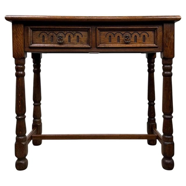 Antique Early 20th Century English Edwardian Oak Side Table For Sale - Image 12 of 12