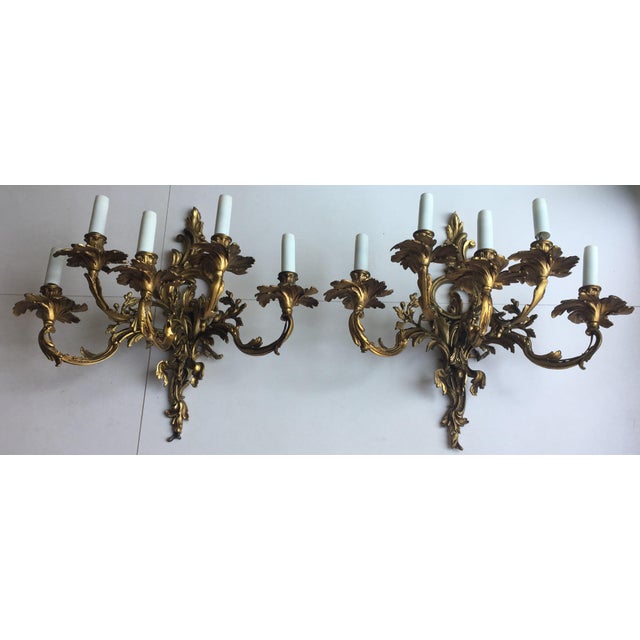 French 19th Century Gilded Bronze Wall Sconces For Sale - Image 9 of 12