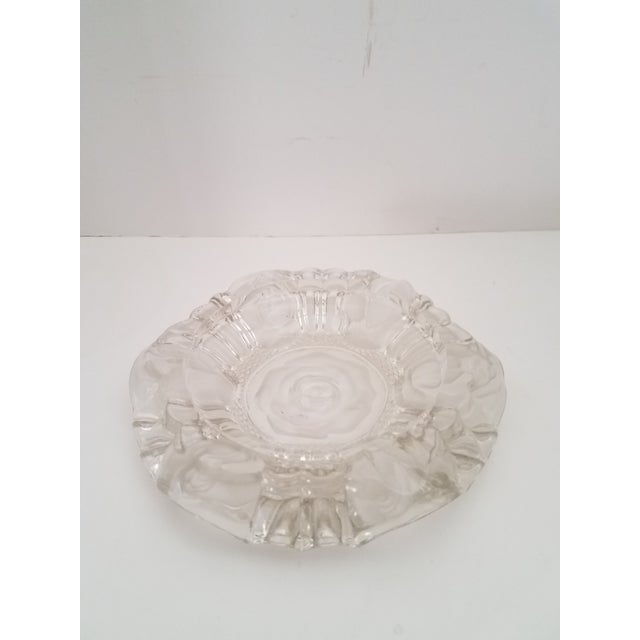 Vintage Crystallia Frosted Rosebud Crystal Ashtray Indonesia For Sale - Image 4 of 4