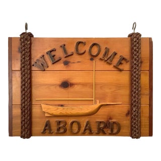 Mid-Century Welcome Aboard Nautical Sign For Sale