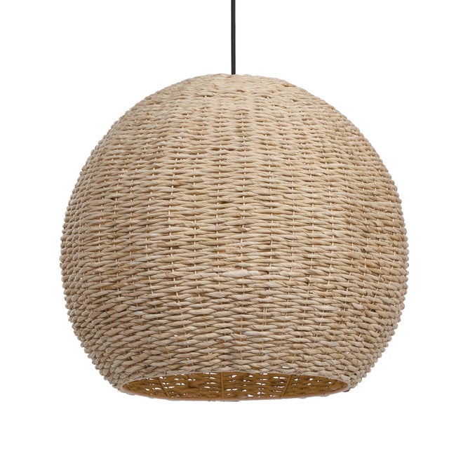 Woven Seagrass, A Natural Renewable And Sustainable Material, In A Dome Shape Around A Metal Frame With Slight Antique...