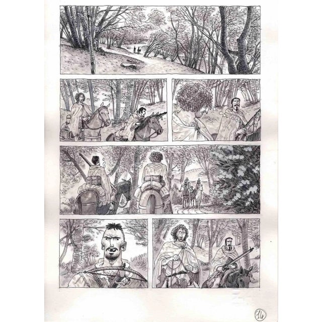 This work entitled "Hunting and brigands" is a table of the graphic novel published in 2016 by Kleiner Flug in Italy...