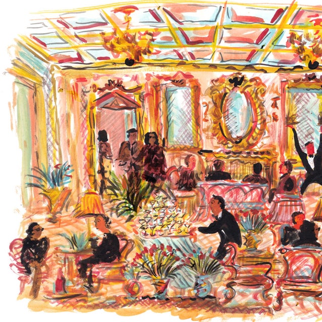 Contemporary Cocktail Hour in the Lobby Print by Pauline De Roussy De Sales For Sale - Image 3 of 3