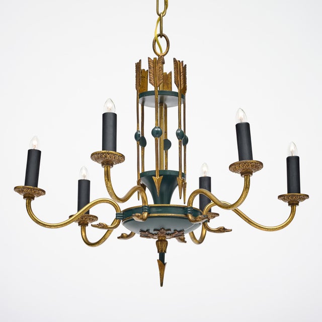 Traditional French Vintage Empire Style Arrow Chandelier For Sale - Image 3 of 9