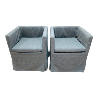 Restoration Hardware Skirted Arm Chairs - a Pair For Sale
