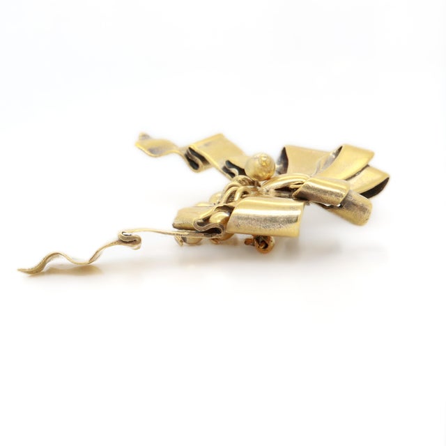 Antique William Spratling Mexican Gilt Sterling Silver Bow or Ribbon Brooch For Sale - Image 9 of 11