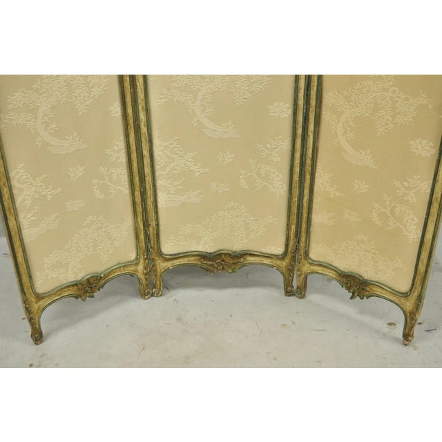 Antique French Louis XV Hand Painted Petite 3 Panel Folding Dressing Screen For Sale - Image 15 of 18