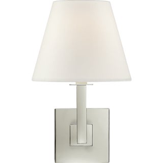 Studio VC for Visual Comfort Signature Architectural Wall Sconce in Polished Nickel with Linen Shade For Sale